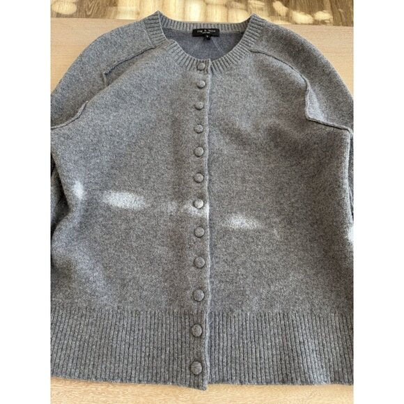 Rag & Bone Bridget Crew Cardigan in Grey Wool Blend Size Large - Picture 4 of 9